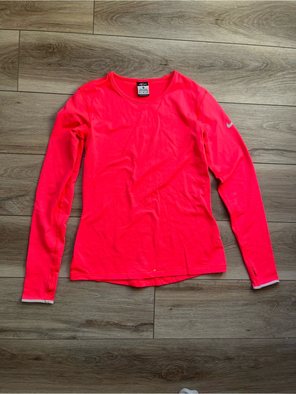 Nike Pro Neon Pink Long-Sleeve fleece lined dry fit top
